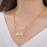 Goxijite 2 Layer Name Necklace Stainless Steel Pendant Gift Jewelry