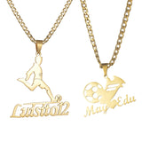 Goxijite Children's Name Necklace Stainless Steel Custom Cartoon Nameplate Gift
