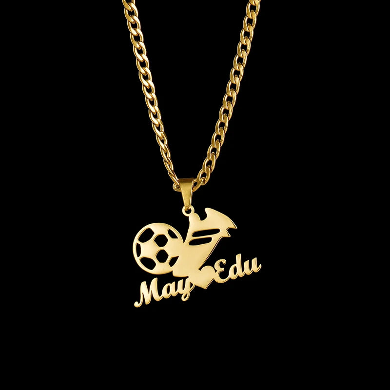 Goxijite Children's Name Necklace Stainless Steel Custom Cartoon Nameplate Gift