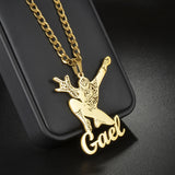 Goxijite Children's Name Necklace Stainless Steel Custom Cartoon Nameplate Gift