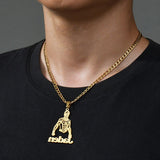 Goxijite Children's Name Necklace Stainless Steel Custom Cartoon Nameplate Gift