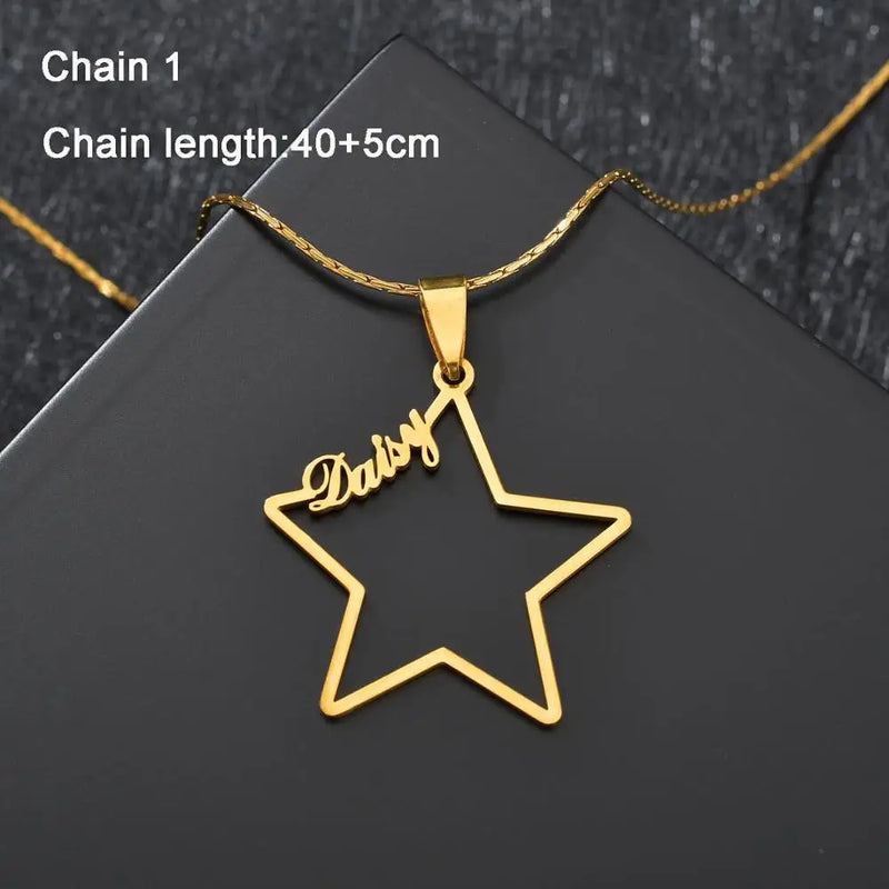 Goxijite Star Name Chain Necklace for Women