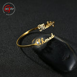 Personalized Double Name Bangle Bracelet Women Adjustable Nameplate