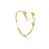 Personalized Double Name Bangle Bracelet Women Adjustable Nameplate