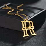Goxijite Personalized Love Name Necklace For Women Big Letter Background Namepla