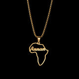 Goxijite Africa Map Name Necklace for Women Stainless Steel