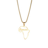 Goxijite Africa Map Name Necklace for Women Stainless Steel