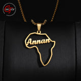 Goxijite Africa Map Name Necklace for Women Stainless Steel