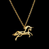 Personalized Unicorn Name Necklace for Girls Zodiac Horse Stainless Steel Name