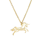 Personalized Unicorn Name Necklace for Girls Zodiac Horse Stainless Steel Name