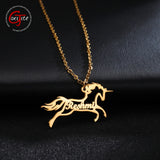 Personalized Unicorn Name Necklace for Girls Zodiac Horse Stainless Steel Name