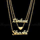 Goxijite Personalized Heart Multilayer Name Necklace
