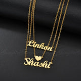 Goxijite Personalized Heart Multilayer Name Necklace
