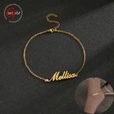 Goxijite Stainless Steel Initial Nameplate Charm Anklet