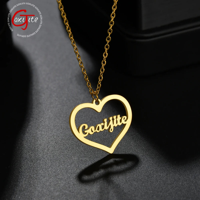 Goxijite Custom Name Heart Necklace for Women - Love Pendant Charm Jewelry