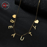 Goxijite Personalized Name Heart Necklace Initial Letter Choker Stainless Steel