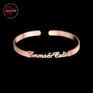 Personalized Name Bangle Cuff Stainless Steel Bracelet Gift