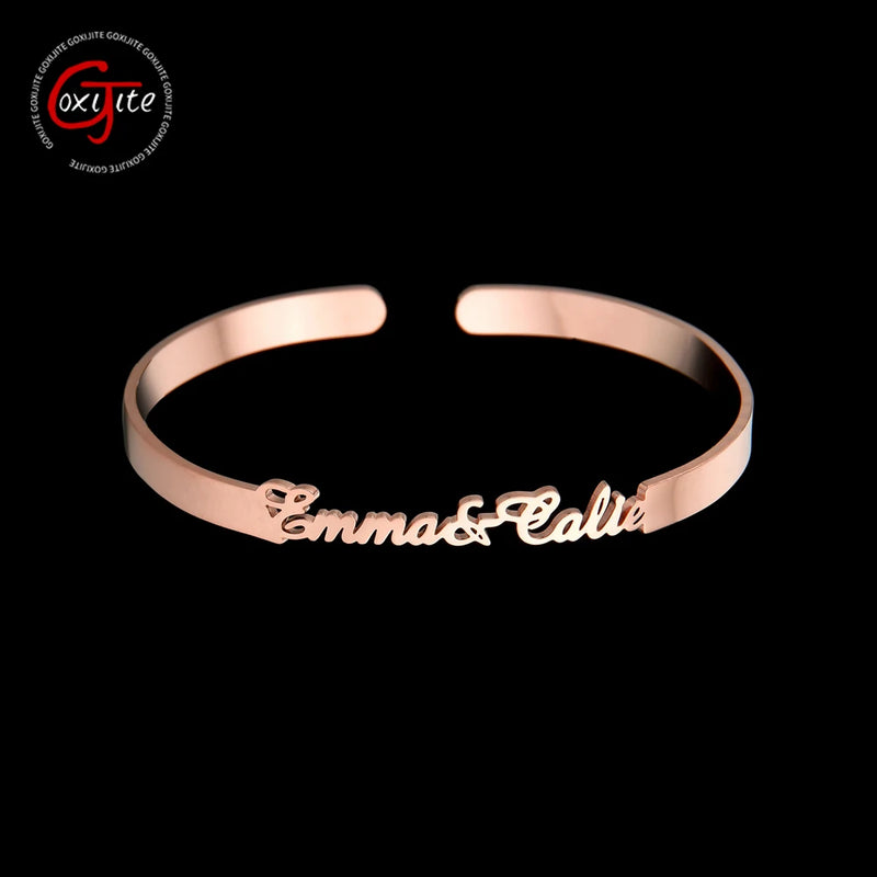Personalized Name Bangle Cuff Stainless Steel Bracelet Gift
