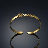 Personalized Name Bangle Cuff Stainless Steel Bracelet Gift