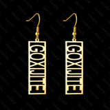 Personalized Vertical Name Square Earring For Women Stainless Steel Jewelry