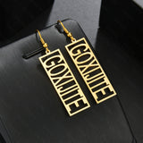Personalized Vertical Name Square Earring For Women Stainless Steel Jewelry
