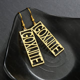 Personalized Vertical Name Square Earring For Women Stainless Steel Jewelry