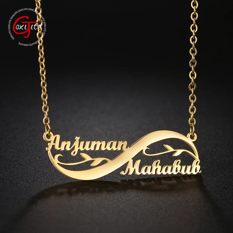 Goxijite Personalized Double Name Infinity Necklace