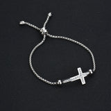 Cross Stone Bracelet Women Girls Stainless Steel Adjustable Bracelets Blessing