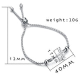 Cross Stone Bracelet Women Girls Stainless Steel Adjustable Bracelets Blessing