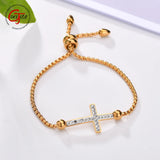 Cross Stone Bracelet Women Girls Stainless Steel Adjustable Bracelets Blessing