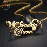 Personalized Butterfly Heart Nameplate Necklace for Women