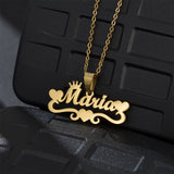 Goxijite Name Necklace Women Girls Hearts Crown Pendant Jewelry Gift