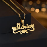 Goxijite Name Necklace Women Girls Hearts Crown Pendant Jewelry Gift