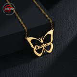 Personalized Hollow Butterfly Name Choker Necklace for Women Girls