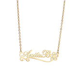 Goxijite Personalized Cursive Script Flower Name Necklace