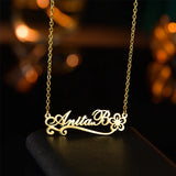 Goxijite Personalized Cursive Script Flower Name Necklace