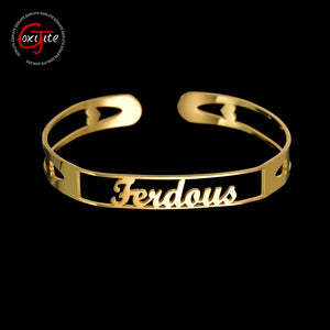 Personalized Heart Name Bangle Bracelet Stainless Steel Jewelry