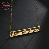 Personalized Name Necklace For Women Stainless Steel Bar Square Necklac