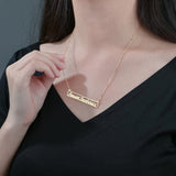 Personalized Name Necklace For Women Stainless Steel Bar Square Necklac