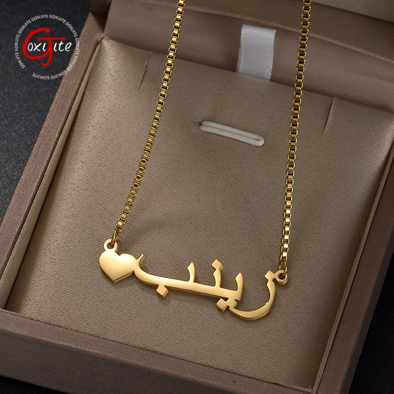 Personalized Arabic Heart Name Necklace Stainless Steel Custom Gift