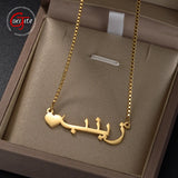 Personalized Arabic Heart Name Necklace Stainless Steel Custom Gift