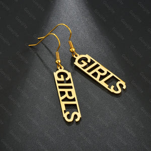 Goxijite Square Name Earring Stainless Steel Nameplate Gift