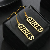 Goxijite Square Name Earring Stainless Steel Nameplate Gift