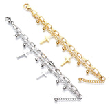 Women Double Layer Cross Bracelet Stainless Steel Charming Party Jewelry Gift