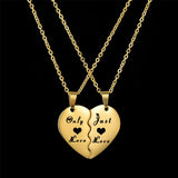 Engrave Name Date Couples Half Love Shape Necklace Lover Gift