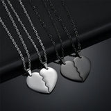 Engrave Name Date Couples Half Love Shape Necklace Lover Gift