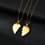 Engrave Name Date Couples Half Love Shape Necklace Lover Gift