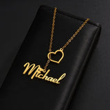 Goxijite Stainless Steel Heart Nameplate Necklace for Women - Gift