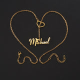 Goxijite Stainless Steel Heart Nameplate Necklace for Women - Gift