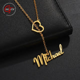 Goxijite Stainless Steel Heart Nameplate Necklace for Women - Gift
